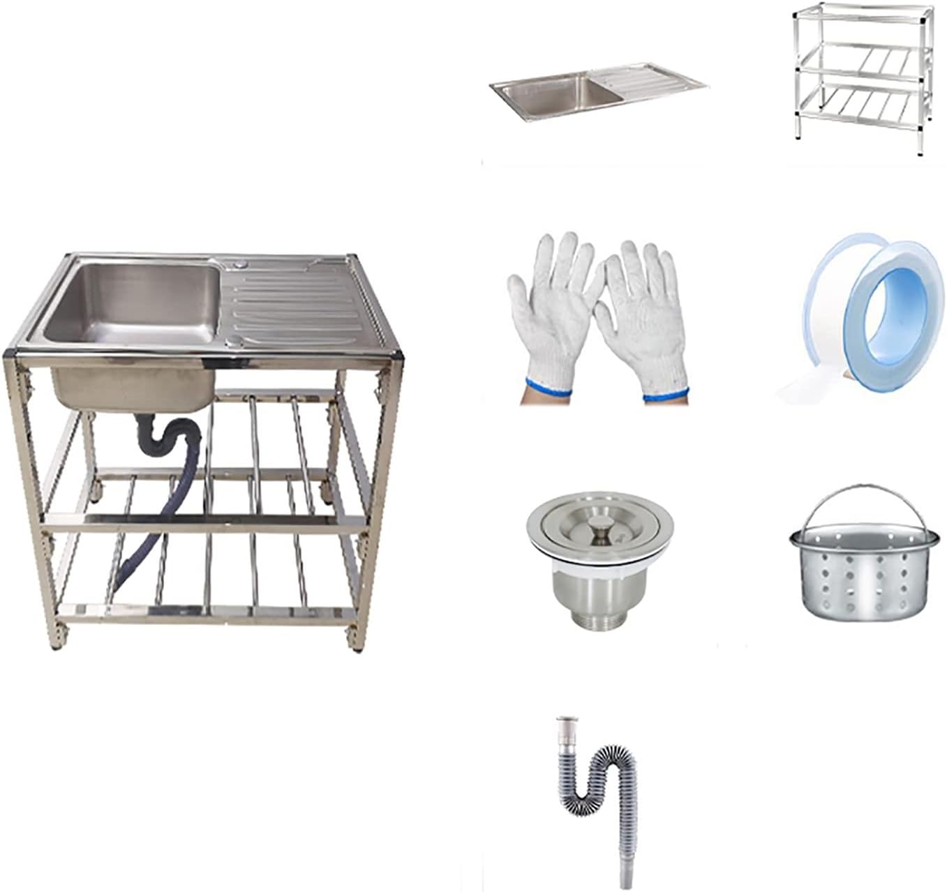 ホワイト 二段式レジ台 配線穴付き すべて